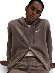 Nike Taupe Oversized Mini Phoenix Fleece Swoosh Full Zip Hoodie - Image 5 of 5