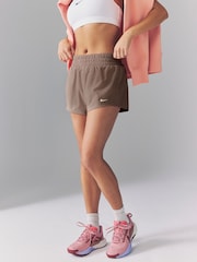 Nike Mink Brown One Dri-FIT Mid Rise 3" Brief Lined Shorts - Image 1 of 7