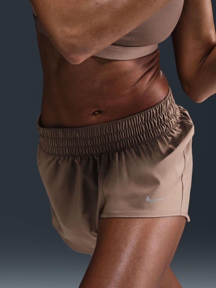 Nike Mink Brown One Dri-FIT Mid Rise 3" Brief Lined Shorts - Image 6 of 7