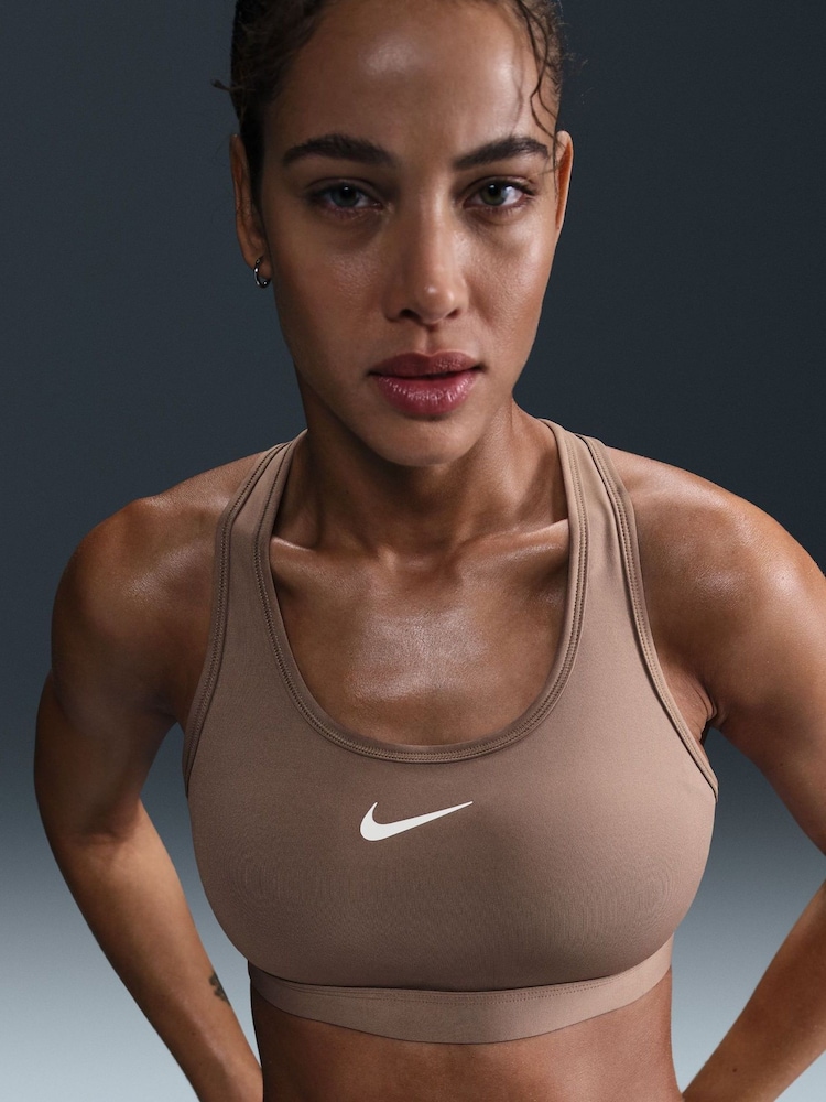 Nike Brown Medium Swoosh Support Padded Sports Bra - Image 4 of 4