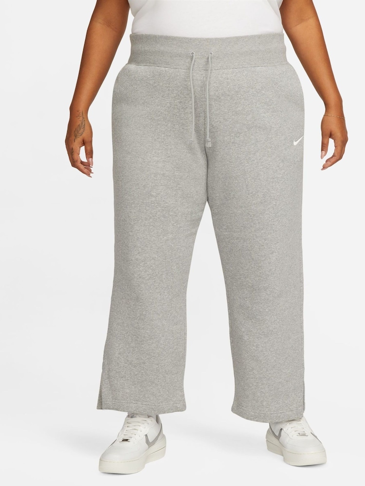 Nike Dark Grey Heather Curve Sportswear Phoenix Fleece High-Waisted Wide-Leg Sweatpants - Image 1 of 6