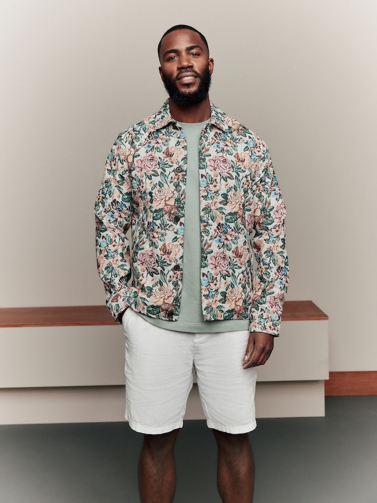 Multicolour Floral Pattern Tapestry Shacket Overshirt - Image 1 of 7