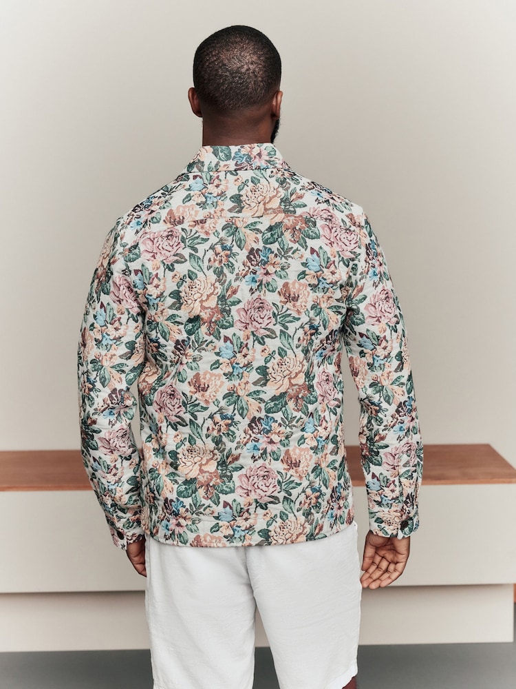 Multicolour Floral Pattern Tapestry Shacket Overshirt - Image 3 of 7