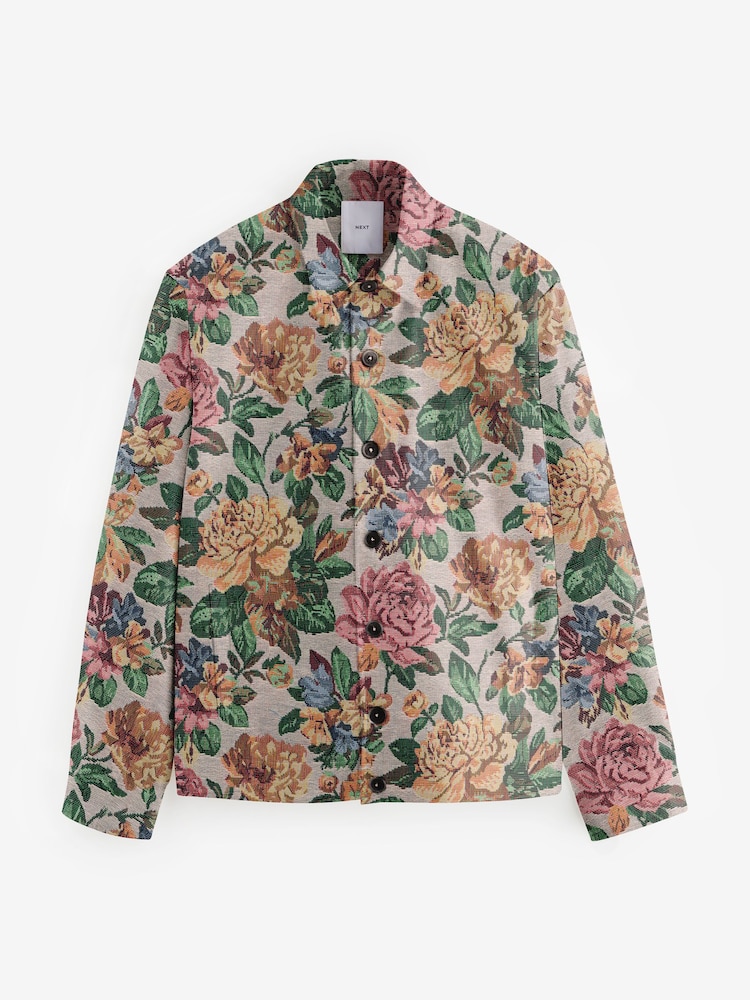 Multicolour Floral Pattern Tapestry Shacket Overshirt - Image 5 of 7