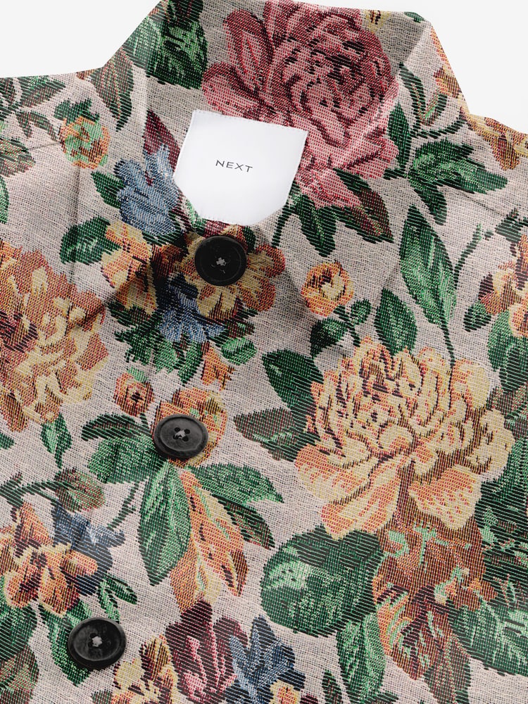 Multicolour Floral Pattern Tapestry Shacket Overshirt - Image 6 of 7