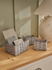 Set of 3 Grey Mini Grey Storage Baskets - Image 1 of 6