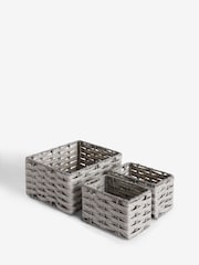 Set of 3 Grey Mini Grey Storage Baskets - Image 4 of 6