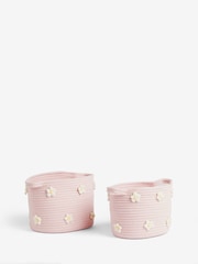Set of 2 Pink Daisy Storage Baskets - Image 4 of 6