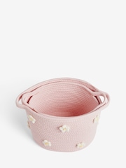Set of 2 Pink Daisy Storage Baskets - Image 5 of 6