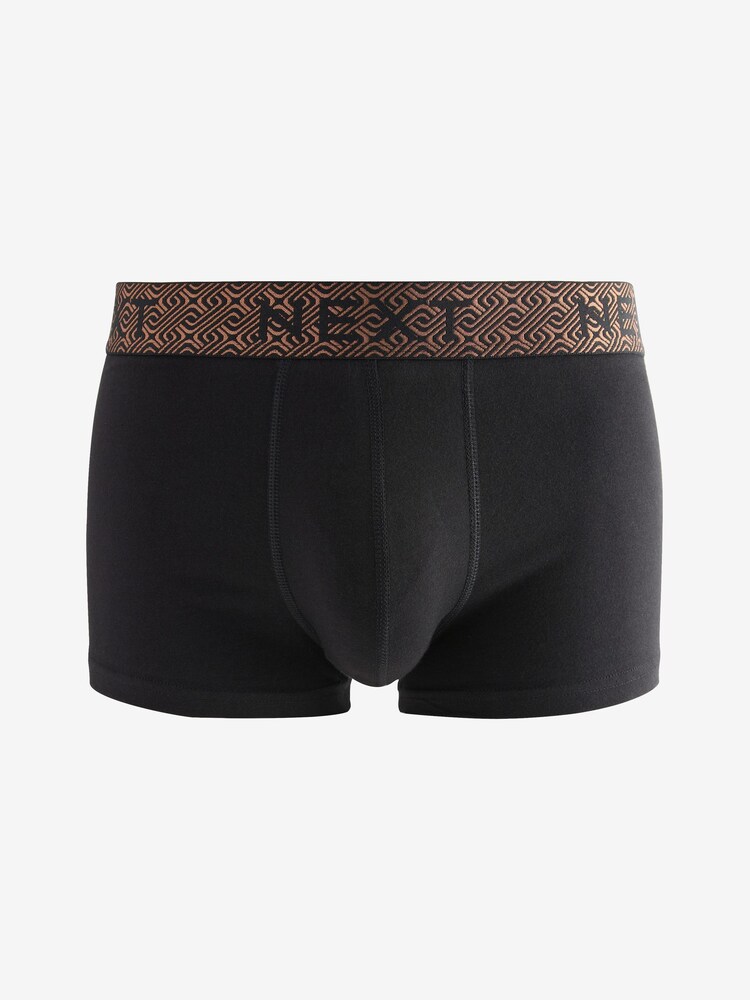 Black Metallic Chain Pattern Waistband 4 pack Hipster Boxers - Image 2 of 8