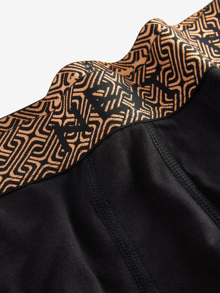 Black Metallic Chain Pattern Waistband 4 pack Hipster Boxers - Image 8 of 8