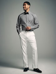 Grey Textured/Black Slim Fit Double Cuff Shirt And Bow Tie Pack - Image 2 of 7