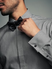 Grey Textured/Black Slim Fit Double Cuff Shirt And Bow Tie Pack - Image 4 of 7