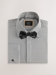 Grey Textured/Black Slim Fit Double Cuff Shirt And Bow Tie Pack - Image 5 of 7