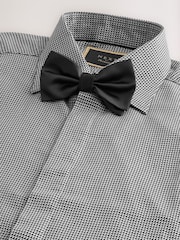 Grey Textured/Black Slim Fit Double Cuff Shirt And Bow Tie Pack - Image 6 of 7