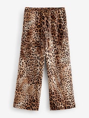 Brown Leopard Print Drawstring Wide Leg Trousers - Image 5 of 6