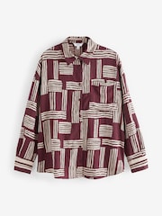 Berry Red/White Geometric Print Long Sleeve Shirt - Image 4 of 5