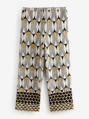 Monochrome/Yellow Geometric Print Drawstring Wide Leg Trousers - Image 5 of 6