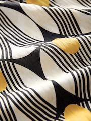 Monochrome/Yellow Geometric Print Drawstring Wide Leg Trousers - Image 6 of 6