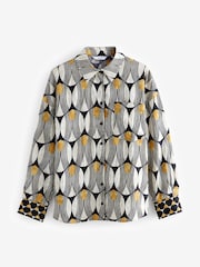 Monochrome/Yellow Geometric Print Long Sleeve Shirt - Image 4 of 5