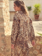 Brown Leopard Print Long Sleeve Shirt - Image 4 of 7