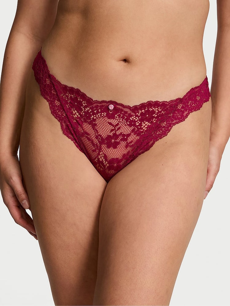 Victoria's Secret Campari Red Thong Lace Knickers - Image 1 of 4