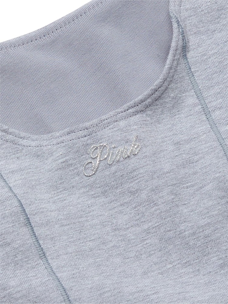 Victoria's Secret PINK Grey Heather Cotton Scoop Sports Bra Top - Image 4 of 4
