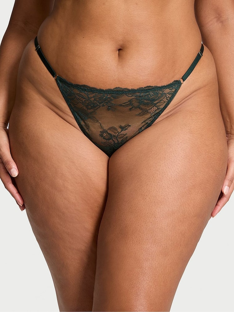 Victoria's Secret Botanical Green G String Rose Lace Knickers - Image 1 of 3