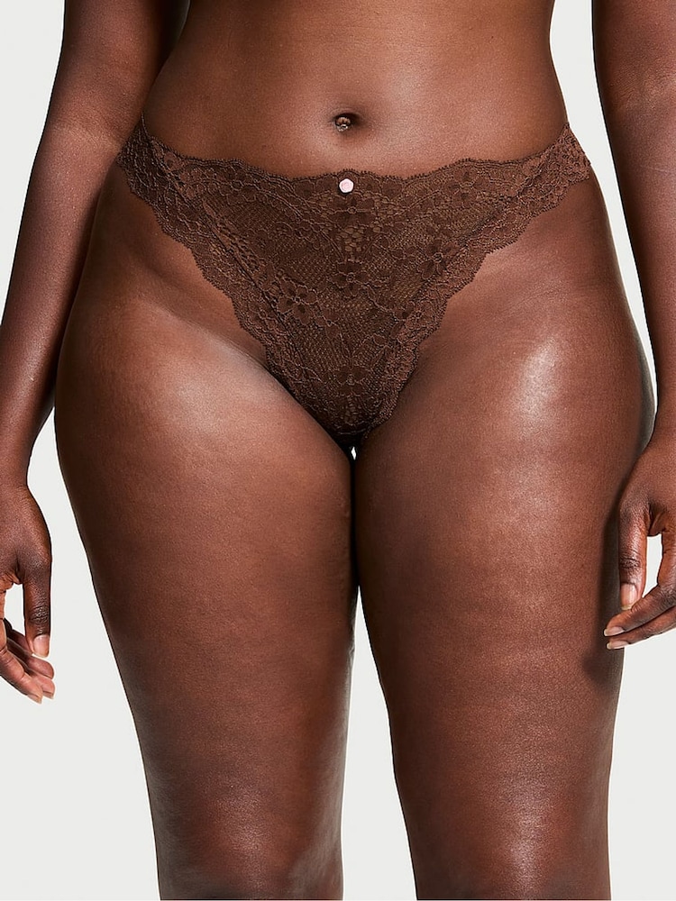 Victoria's Secret Ganache Nude Thong Lace Knickers - Image 1 of 3