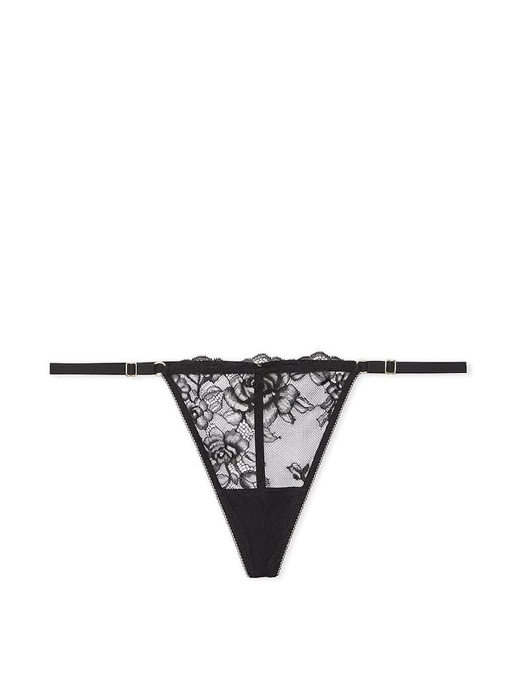 Victoria's Secret Black G String Rose Lace Knickers - Image 3 of 3
