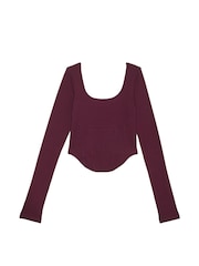 Victoria's Secret PINK Purple Rose Long Sleeve Cotton Corset Top - Image 3 of 3