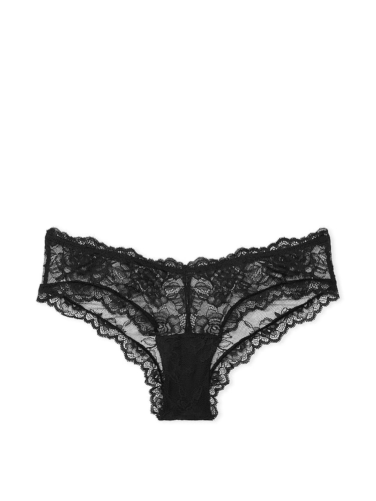 Victoria's Secret Black Cheeky Rose Lace Knickers - Image 3 of 3