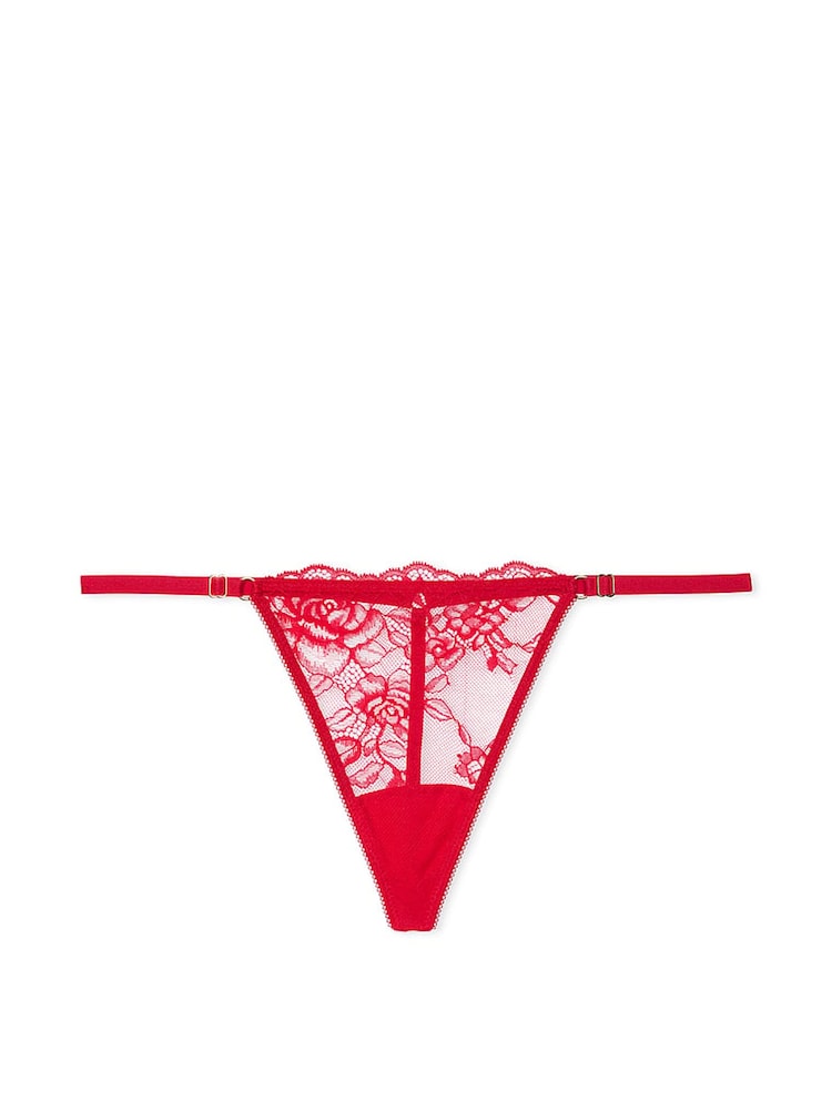 Victoria's Secret Lipstick Red G String Rose Lace Knickers - Image 3 of 3