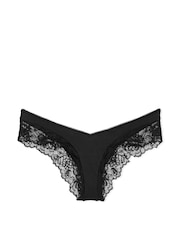 Victoria's Secret Black Cheeky Rose Lace Trim Knickers - Image 3 of 3