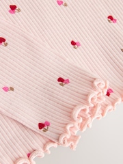 Rose cerise cœur - T-shirt côtelé à manches longues (3 mois à 7 ans) - Image 3 de 9