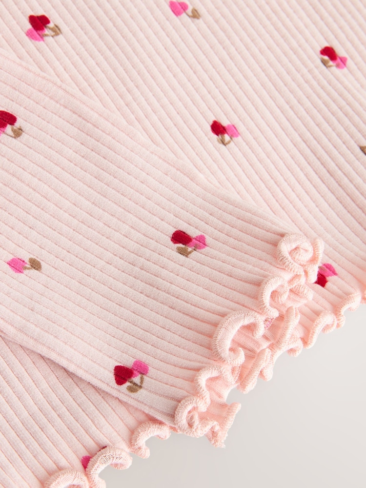 Rose cerise cœur - T-shirt côtelé à manches longues (3 mois à 7 ans) - Image 3 of 9