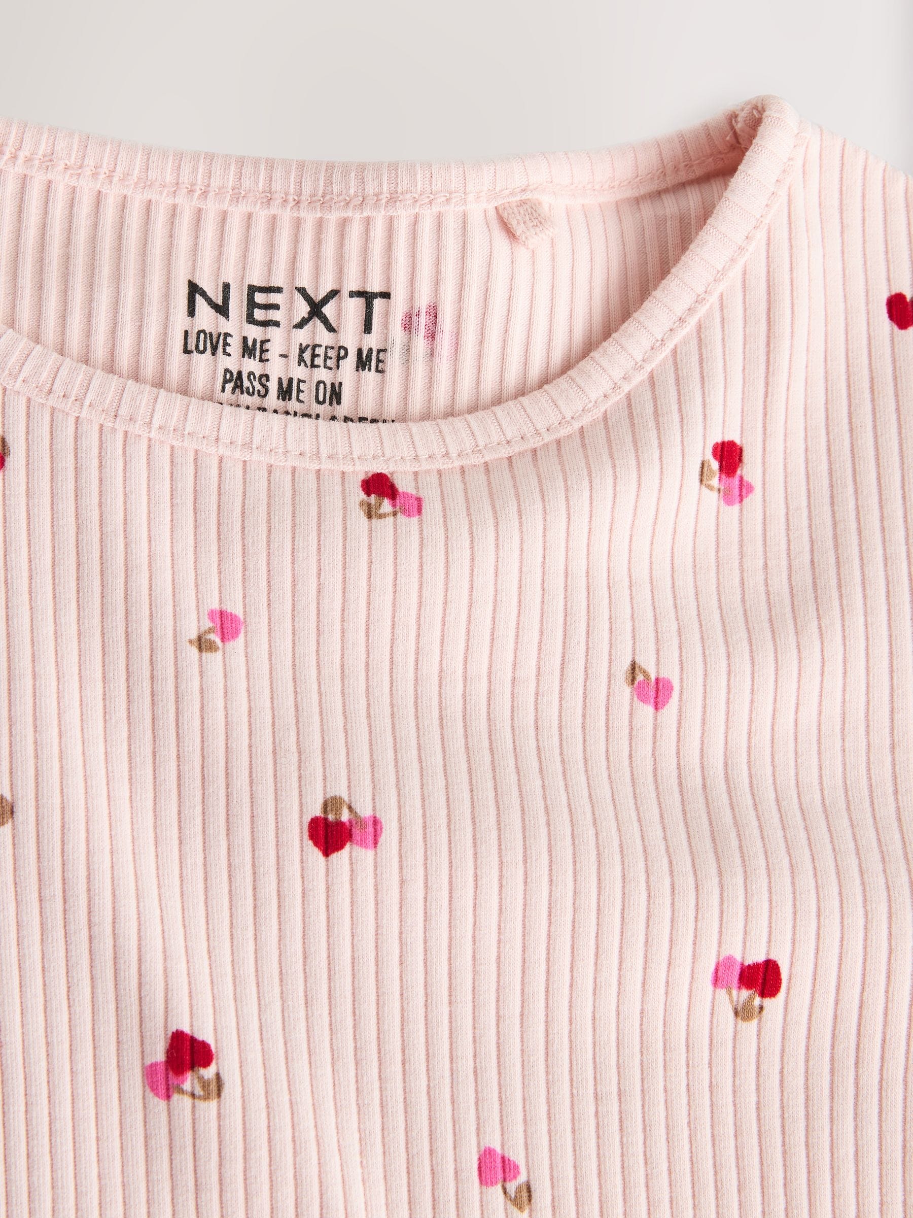 Buy Pink Cherry Hearts Rib Long Sleeve T-Shirt (3mths-7yrs) from Next  Luxembourg