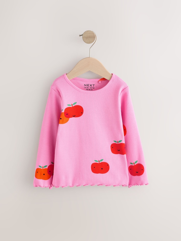 Pink Apple Character Rib Long Sleeve T-Shirt (3mths-7yrs) - Image 7 of 10