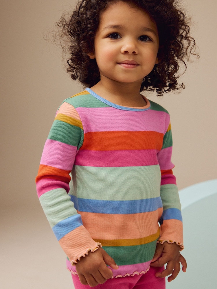 Bande d'arc-en-ciel - T-shirt côtelé à manches longues (3 mois à 7 ans) - Image 1 of 8