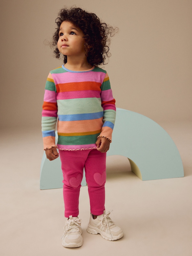 Rainbow Stripe - Rib Long Sleeve T-Shirt (3mths-7yrs) - Image 2 of 8 Rainbow Stripe - Rib Long Sleeve T-Shirt (3mths-7yrs) - Image 2 of 8