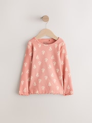 Pink Flower Rib Long Sleeve T-Shirt (3mths-7yrs) - Image 7 of 10
