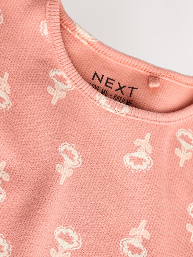 Pink Flower Rib Long Sleeve T-Shirt (3mths-7yrs) - Image 8 of 10