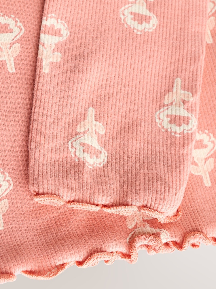 Pink Flower Rib Long Sleeve T-Shirt (3mths-7yrs) - Image 9 of 10