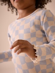 Bleu à damier - T-shirt côtelé à manches longues (3 mois à 7 ans) - Image 4 de 9