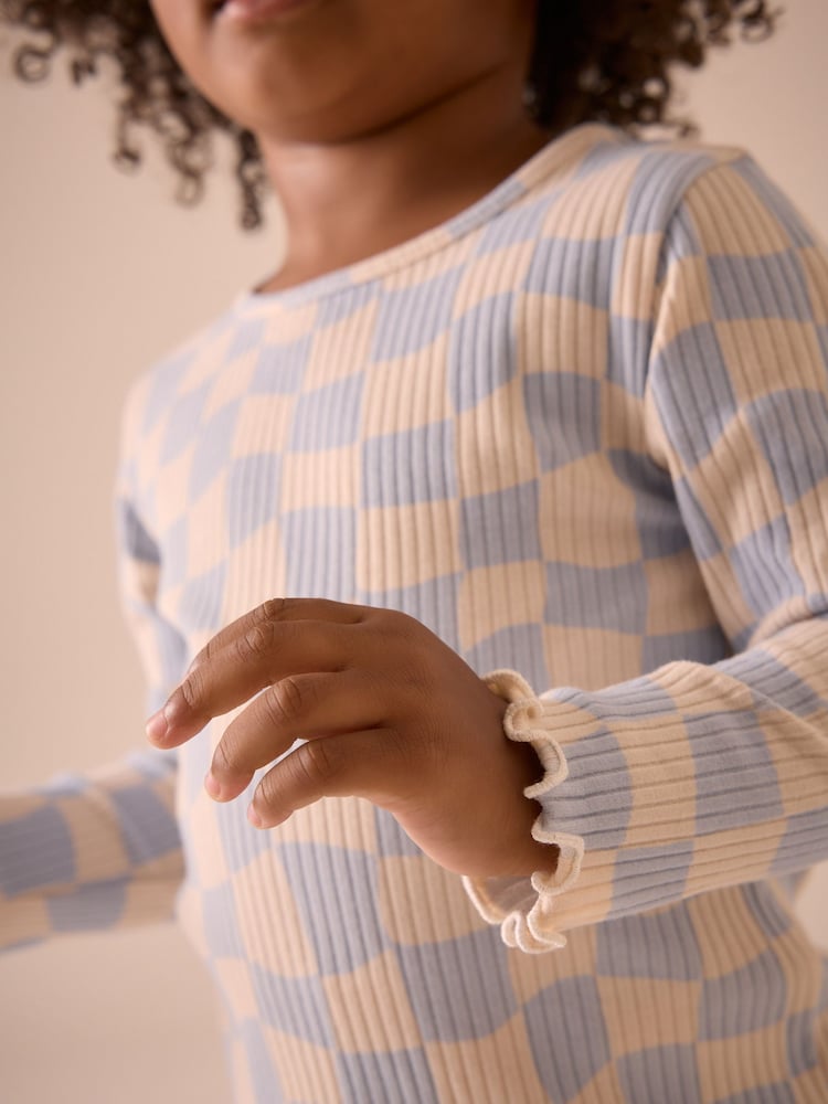 Bleu à damier - T-shirt côtelé à manches longues (3 mois à 7 ans) - Image 4 of 9