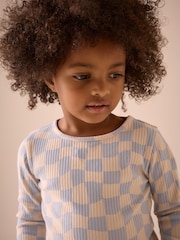 Bleu à damier - T-shirt côtelé à manches longues (3 mois à 7 ans) - Image 5 de 9