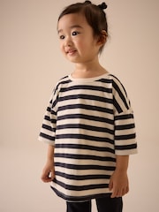 Black & White Stripe Girls Short Sleeve 100% Cotton T-Shirt (3mths-7yrs) - Image 1 of 8
