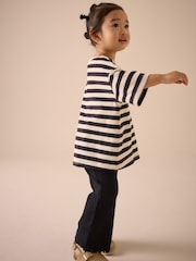 Black & White Stripe Girls Short Sleeve 100% Cotton T-Shirt (3mths-7yrs) - Image 4 of 8