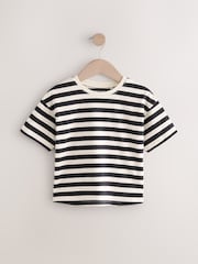 Black & White Stripe Girls Short Sleeve 100% Cotton T-Shirt (3mths-7yrs) - Image 5 of 8