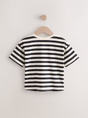Black & White Stripe Girls Short Sleeve 100% Cotton T-Shirt (3mths-7yrs) - Image 6 of 8